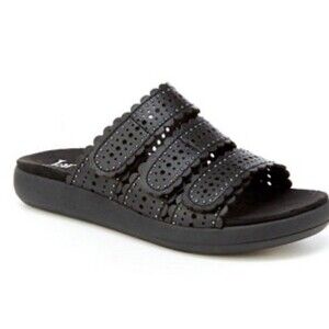 Jambu Odysseus Black Leather Sandals Womens 9.5 NWOT Adjustable Straps Slip On